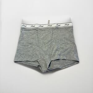 Victoria's Secret Panties Boyshort Shortie Panty Logo Waist Cotton Gray Size XL